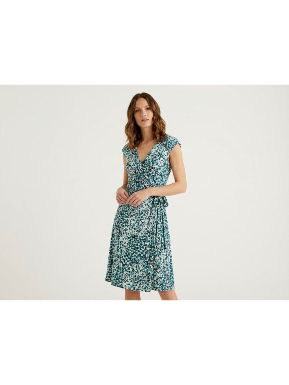 APT 9 Floral Faux Wrap Dress Sz S Blue Tie Waist Women's Spring Summer